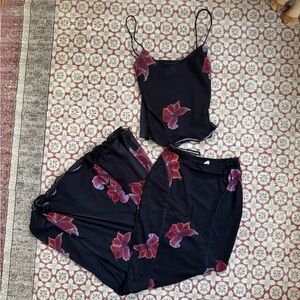 Princess Polly Black and Pink Floral Camisole